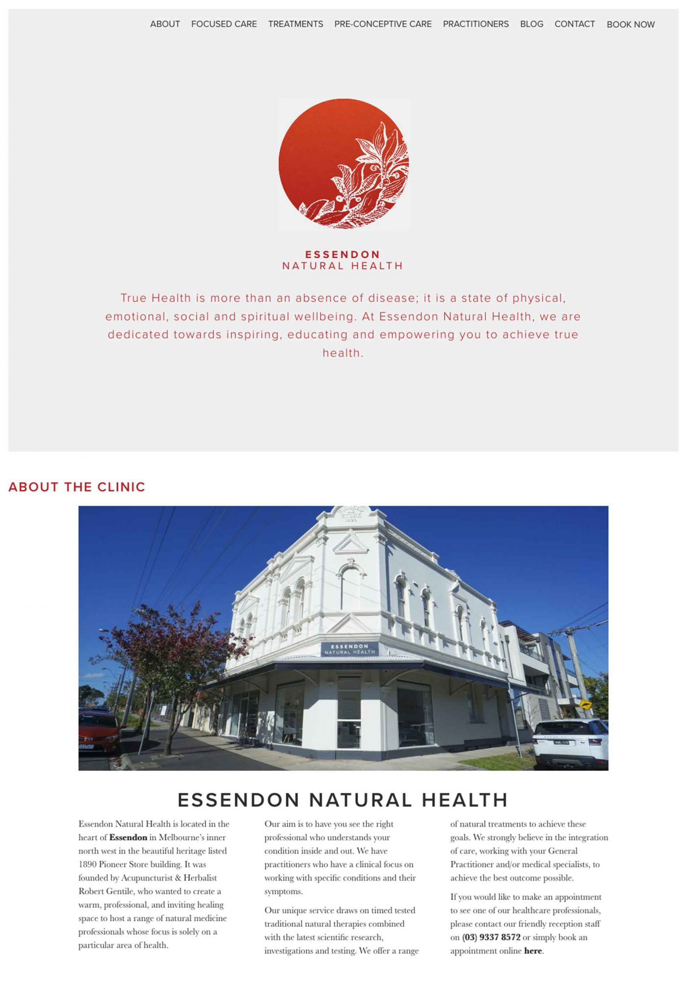 Essendon Natural Health site Design Ahamo Digital